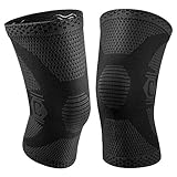 CAMBIVO 2 x Kniebandage, Knieschoner, Knee Sleeves für Damen und Herren, Laufen, Wandern, Joggen, Sport, Volleyball, Crossfit (60 Schwarz, S)