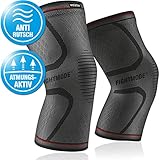 Kniebandagen Sport (2er Set) stabilisierend, schmerzlindernd und schützend - Rutschfeste Knie Bandage für Herren und Damen - Knieschoner für Kompression, Laufen, Kickboxen, Wandern, Crossfit - M