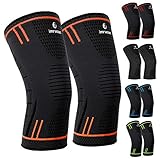 imrusan Kniebandage Kompression Knieschoner, Knieorthese Elastische Sport Knieschützer, Kniepolster Kompression Knie Sleeve für Herren Damen - Volleyball, Basketball, Crossfit (Orange,M)