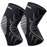 OMERIL Kniebandage Sport Kompression Knieschoner Männer/Damen - Knieorthese Atmungsaktiv rutschfest Knieschützer für Meniskusriss, Arthritis, Gelenkkrankheiten, Wandern, Laufen, Crossfit [2 Pack]